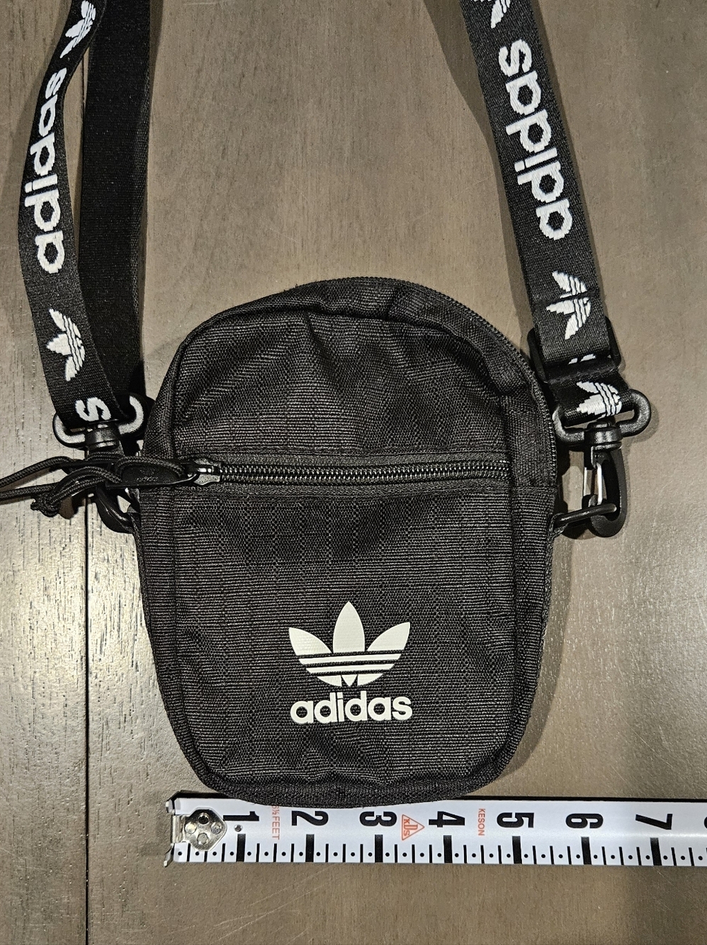 adidas Black Mini Trefoil Shoulder Pouch with Logo Strap - Picture 7 of 7